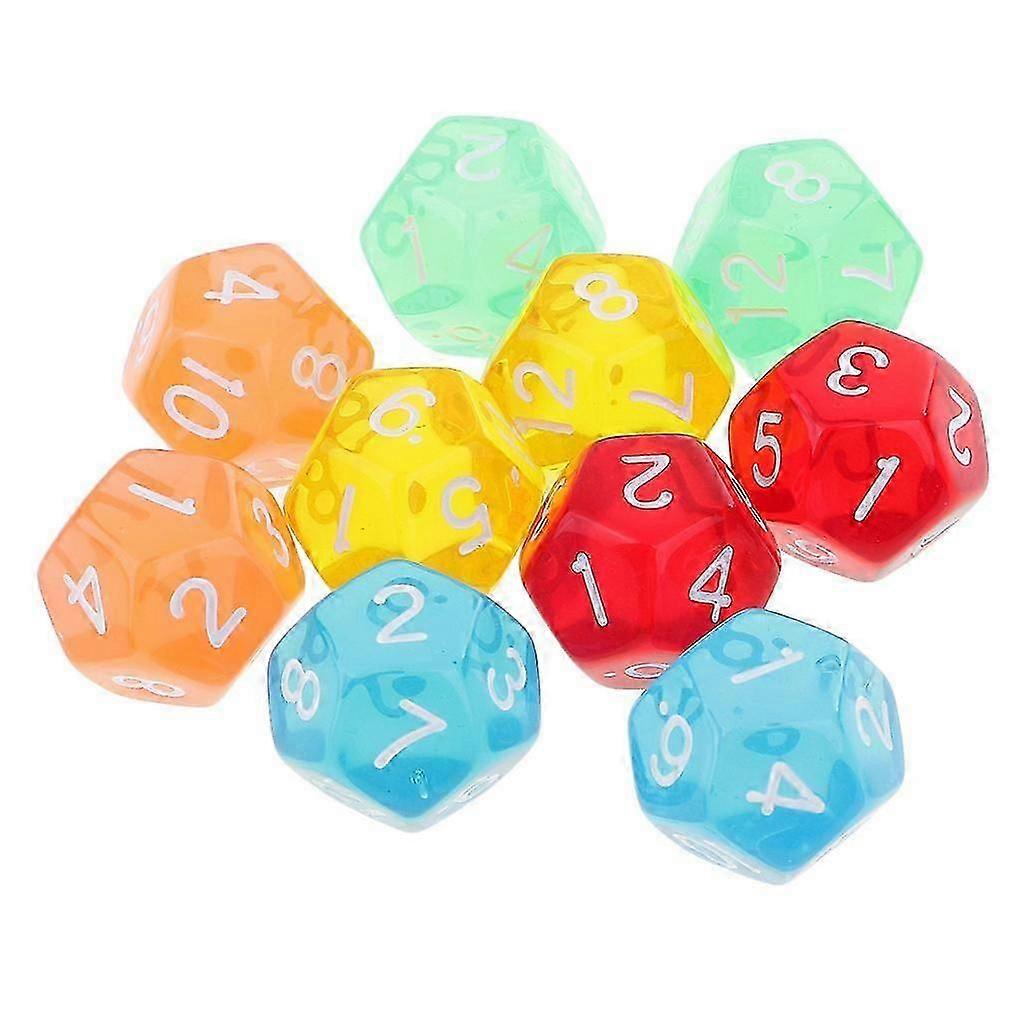 10PCS D12 Polyhedral Dice 12 Sided Dice Clear for MTG