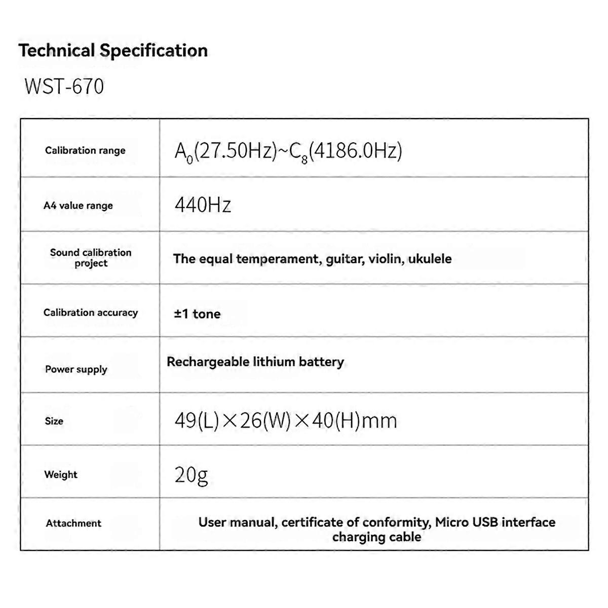 Automatic Electronic Tuner 670 Electronic Guitar Tuner with LED Color Display for Ukulele Violin Re