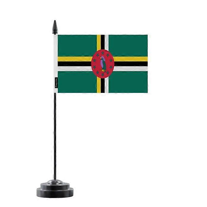 Dominica Table Flag – 14 x 21 cm – Polyester – Black Plastic Base