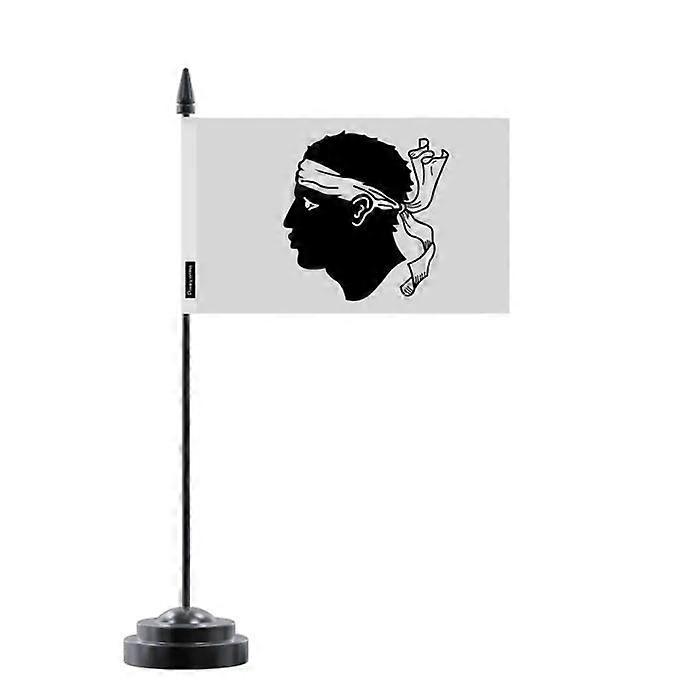 Table Flag - Corsica - 14 x 21 cm - Polyester - Plastic Pole - Double-Sided Print