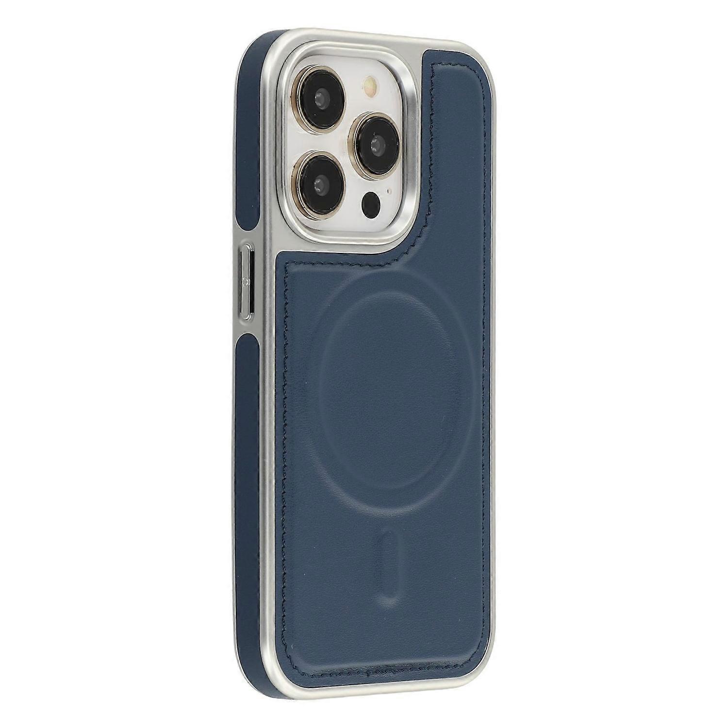 For iPhone 14 Pro Case Compatible with MagSafe Electroplating Edge PU+TPU+PC Phone Back Cover