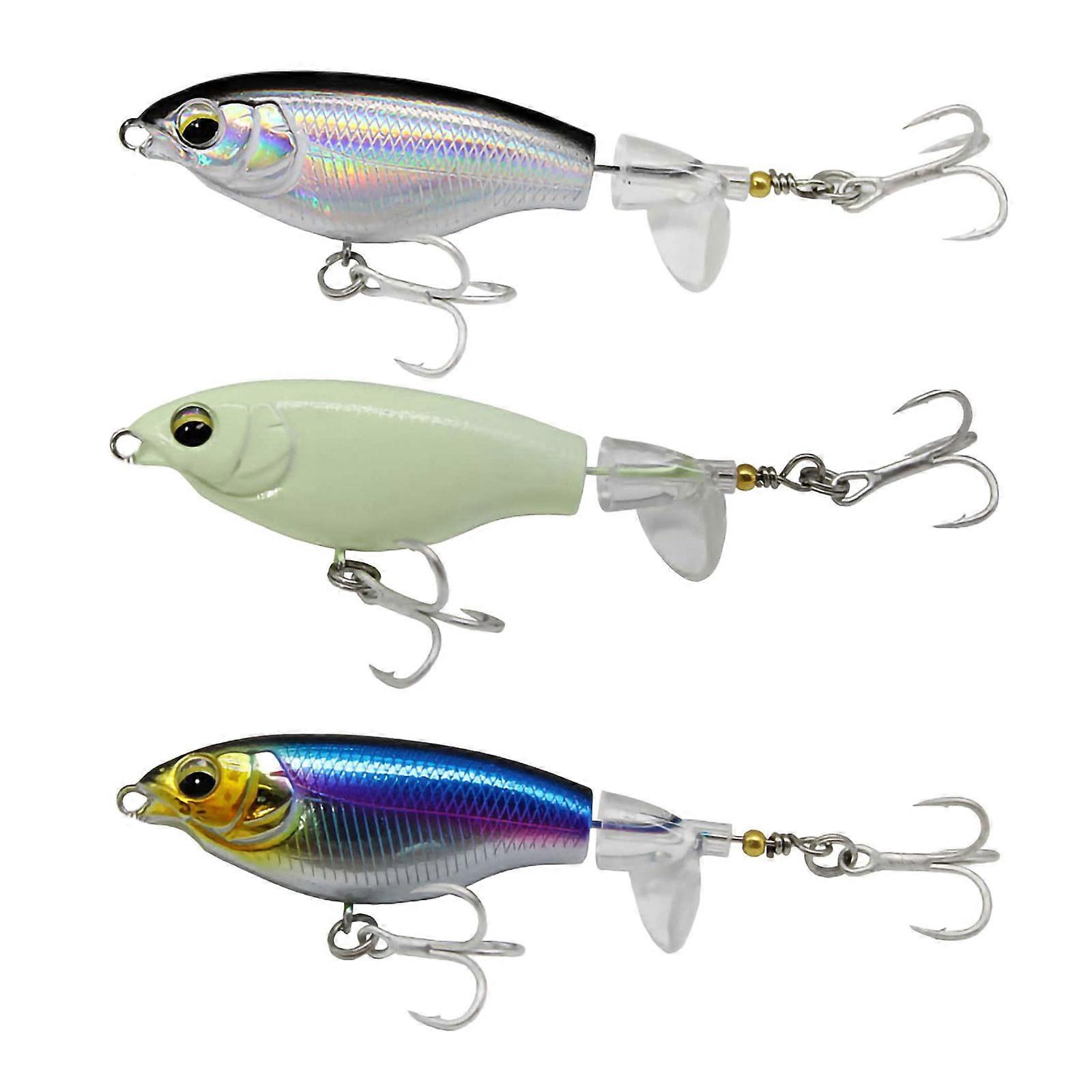 3 Pcs Topwater Fishing Lures with Hooks Artificial Hard Baits Floating Lures Popper Wobbler for Freshwater Saltwater