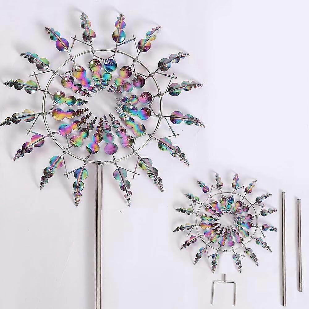3D Metal Sunflower Windmill, Magic Wind Dynamic Spinner with Two Rotors