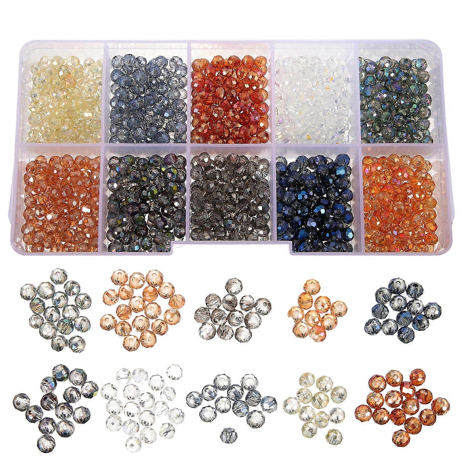 Bulk Glass Beads Box – Round Faceted DIY Beads for Jewelry Making, Necklaces, Bracelets, Earrings, and Crafts Storage