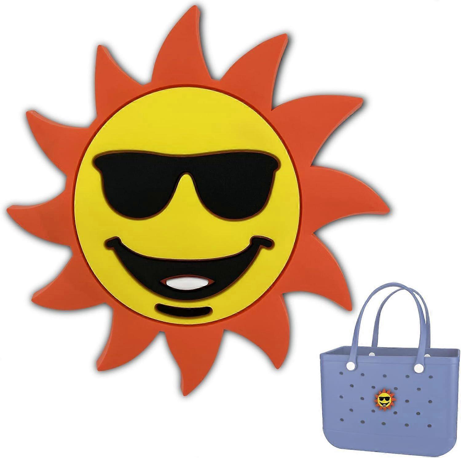 8cm Bag Charms for Bogg Bag AccessoriesDecoration Charm for Bog Bag Original Models Rubber Beach Tote (Sun)