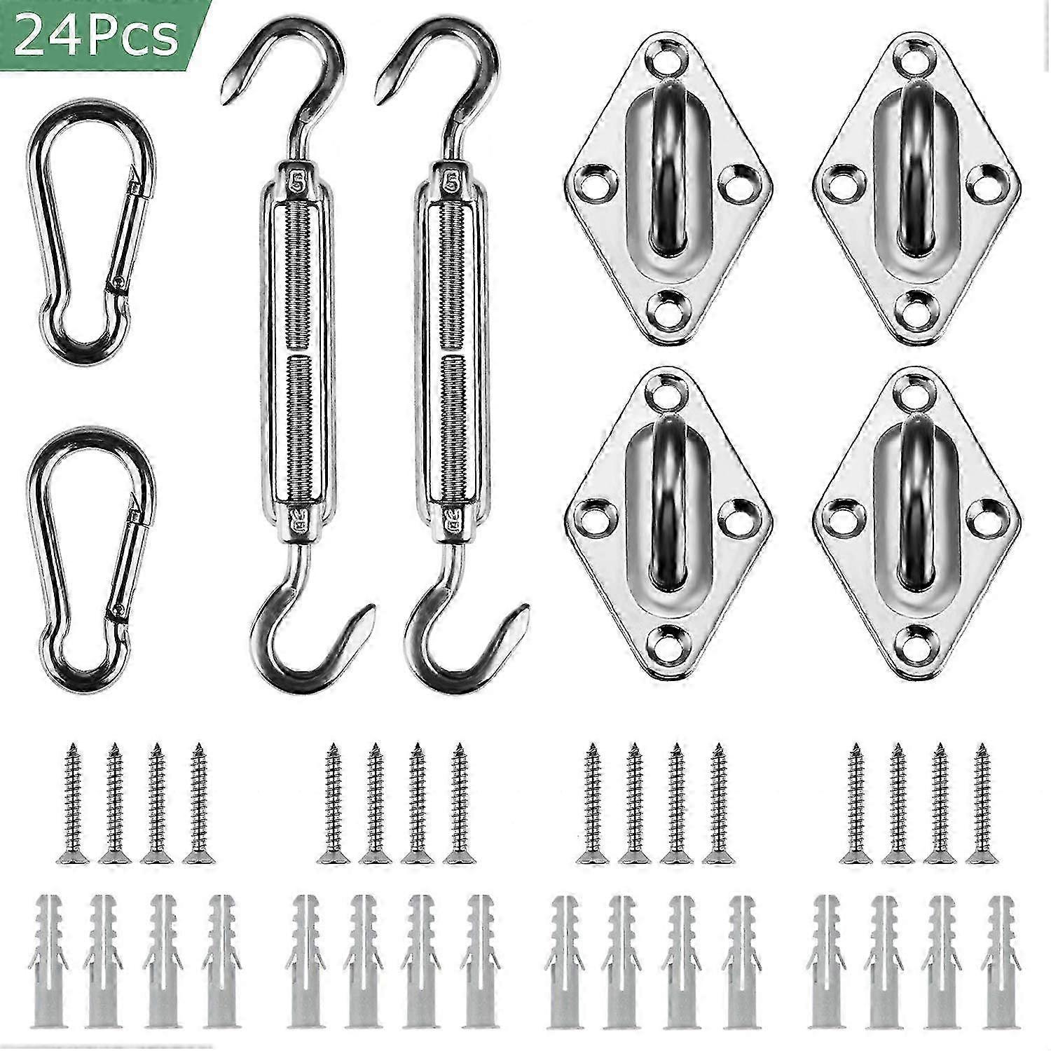 24 Pcs Shade Sail Hardware Kit for Rectangle & Square Sun Shade - 5 Inch