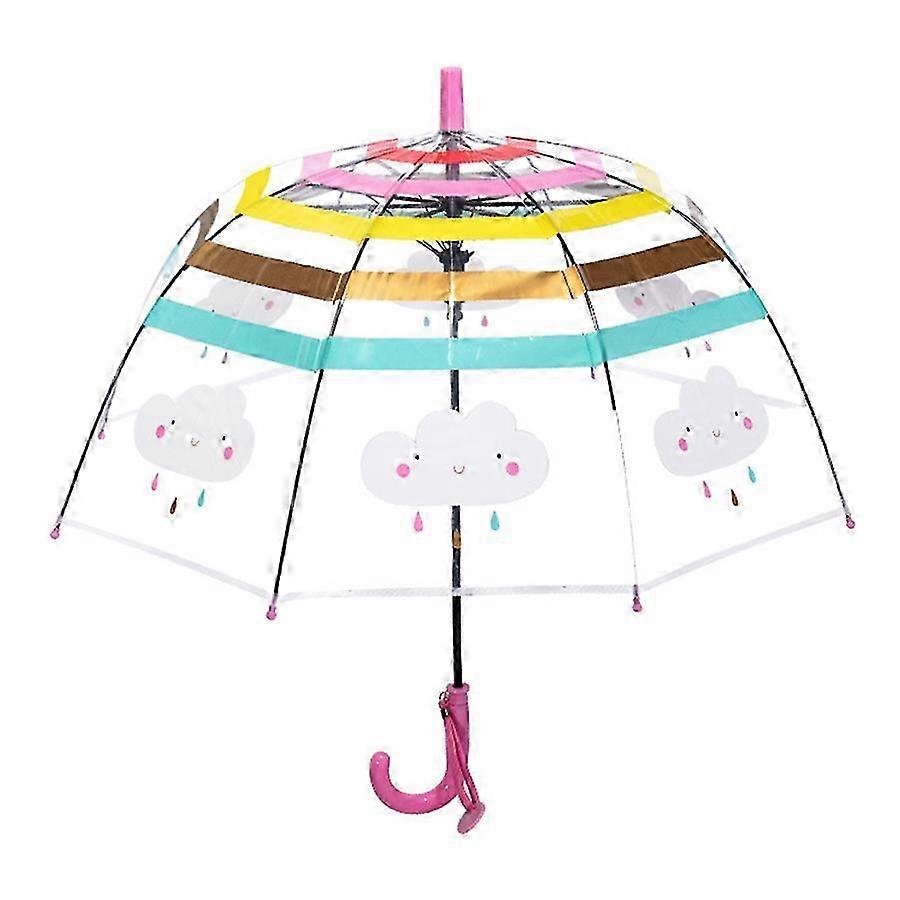 2025 Children's Automatic Umbrella: Cute Rainbow Cloud, Long Handle