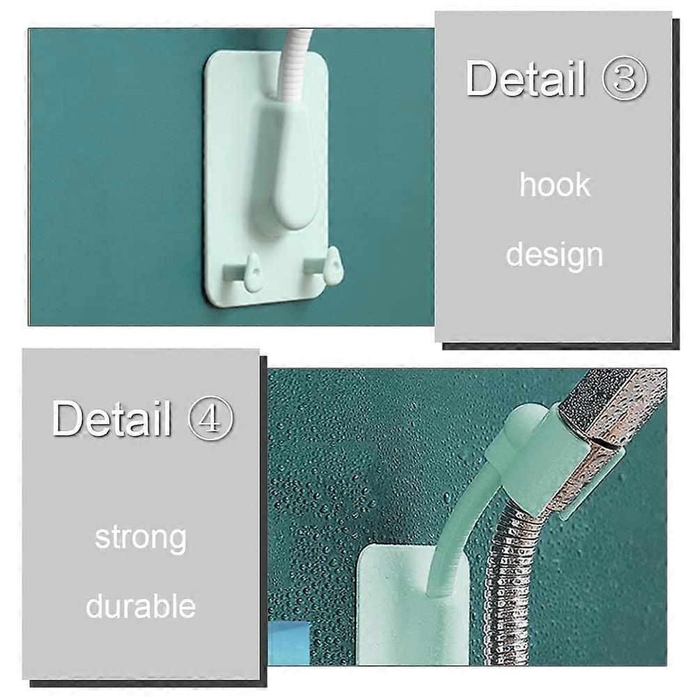2 Pcs Shower Head Holders Self Adhesive No-Punching Shower Holders Wall Mount Shower Brackets with 360° Rotation