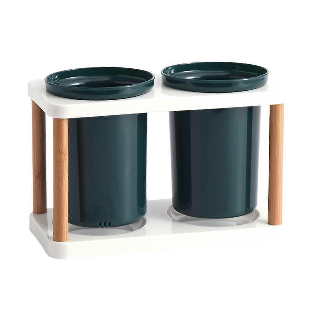 Drain storage holder with holes, easy to drain, holds chopsticks, spoons dry and clean, antifall, easy to clean green white frame