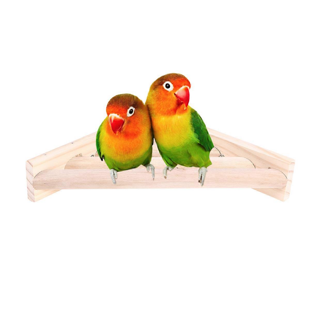 Pet Parrot Platform Wooden Toy Square Platform Round Stick Wood Material Indoor Play 18x18x4cm M Size