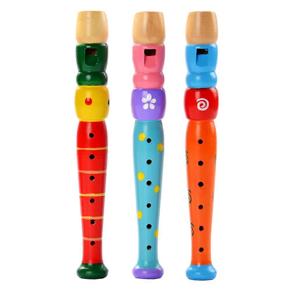3pcs Wooden Piccolos Early Educational Wind Instruments for Safe Music Play, Premium Quality Wood with Smooth Surface for Musical Sensory Training