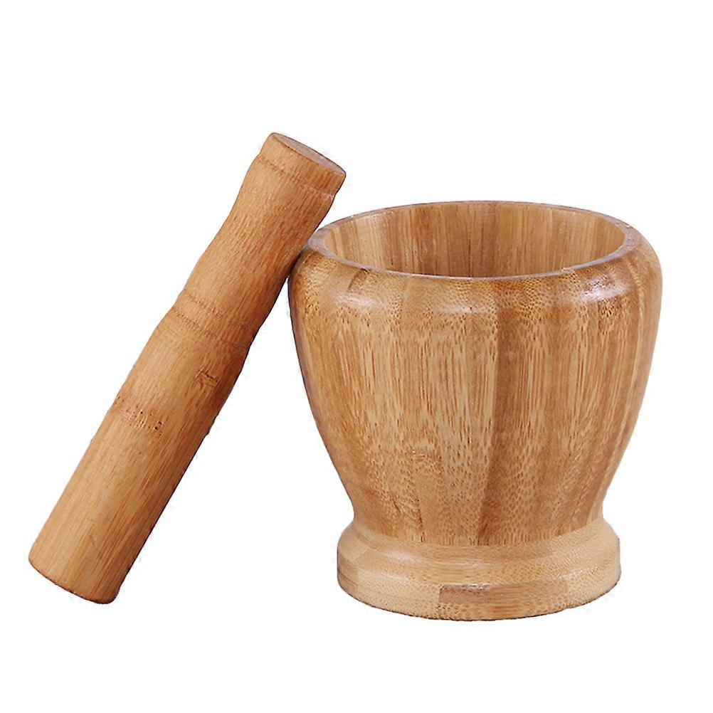Pharmacy Tool Grinding and Pestle Set Professional Users Bamboo Material 9.5*9.5*9.5cm 2Pcs