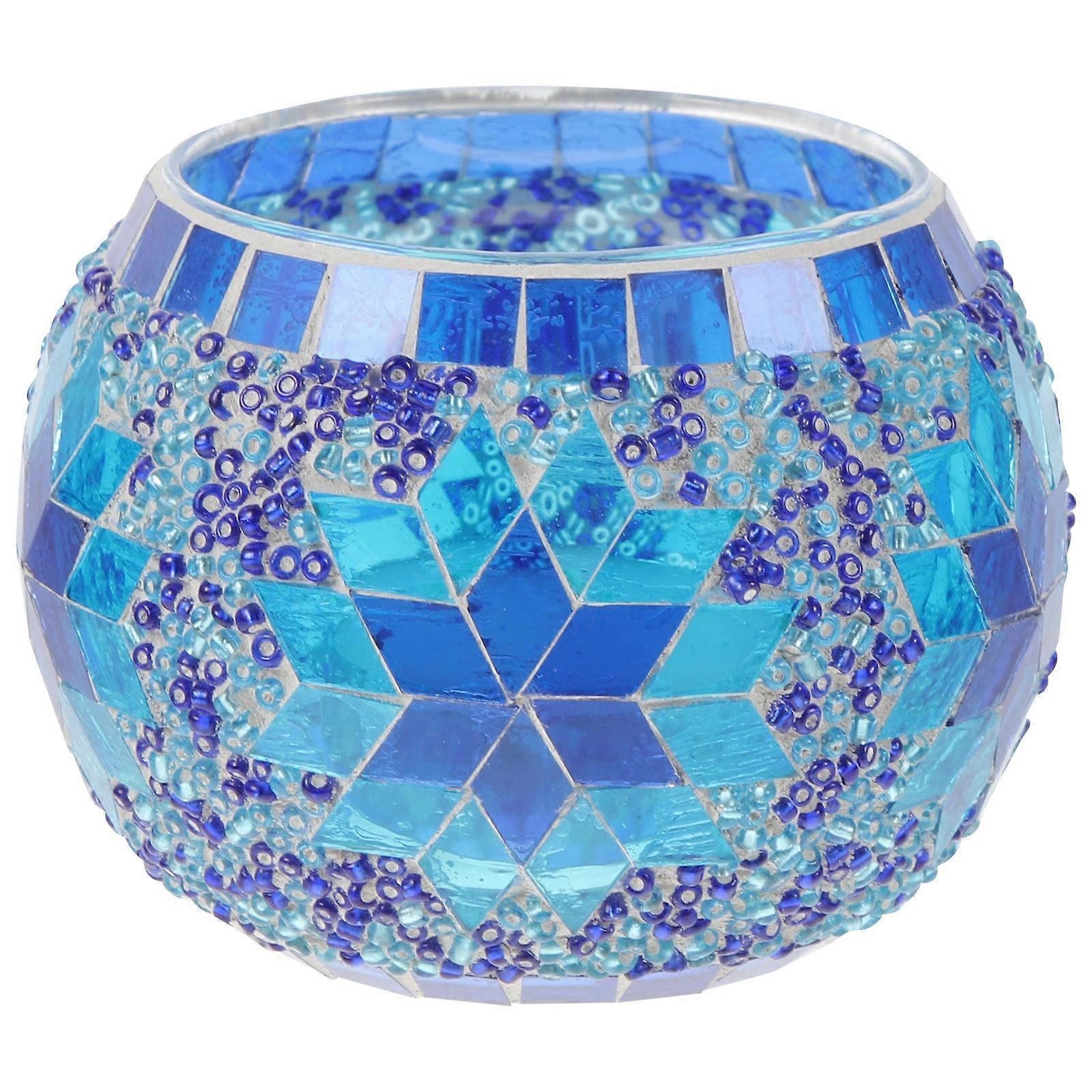 Mosaic Glass Candleholder Handmade Decorative Home Accent 1Pc Assorted Color