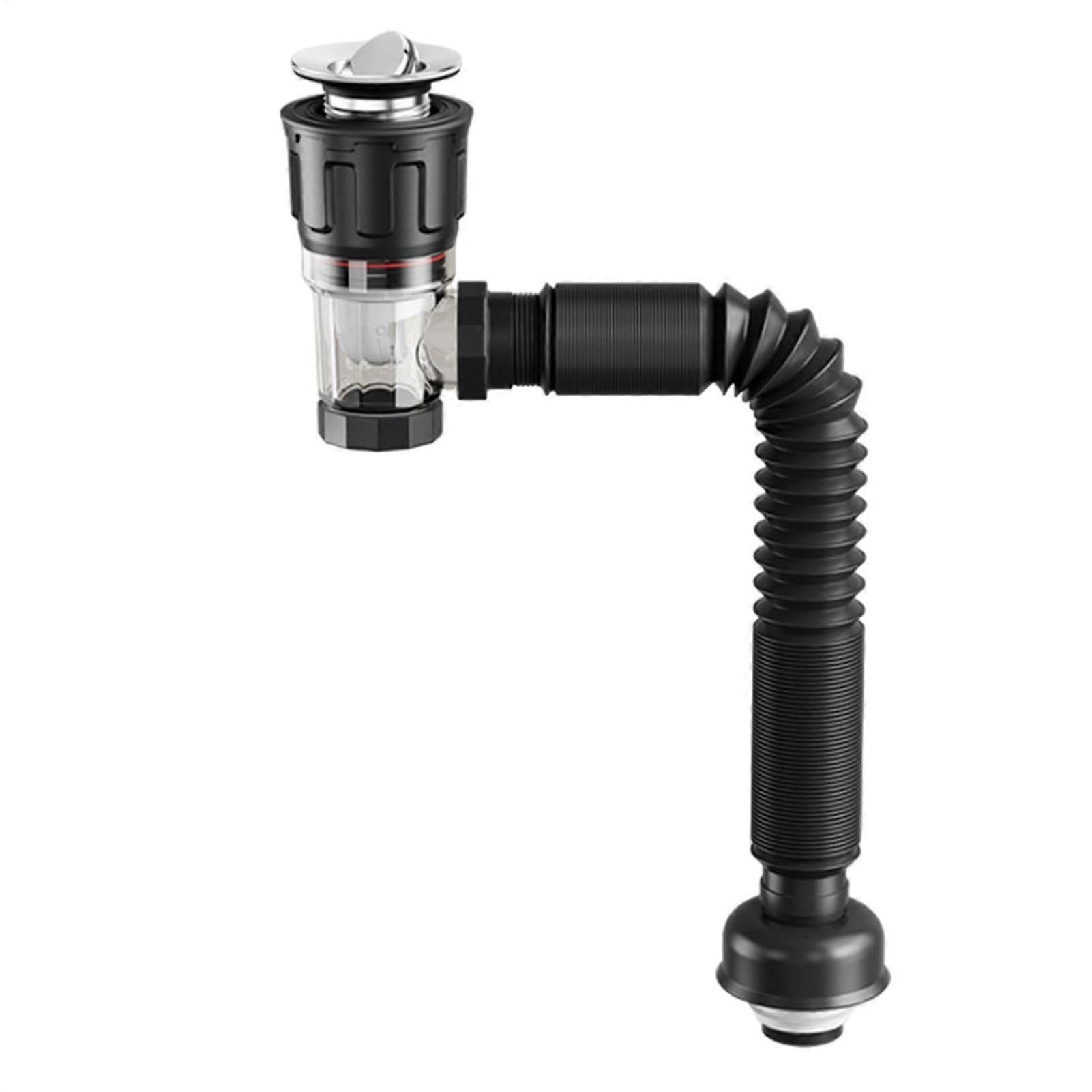 Flexible Sink Drain Pipe, Telescopic, Expandable, OdourInhibiting, Black