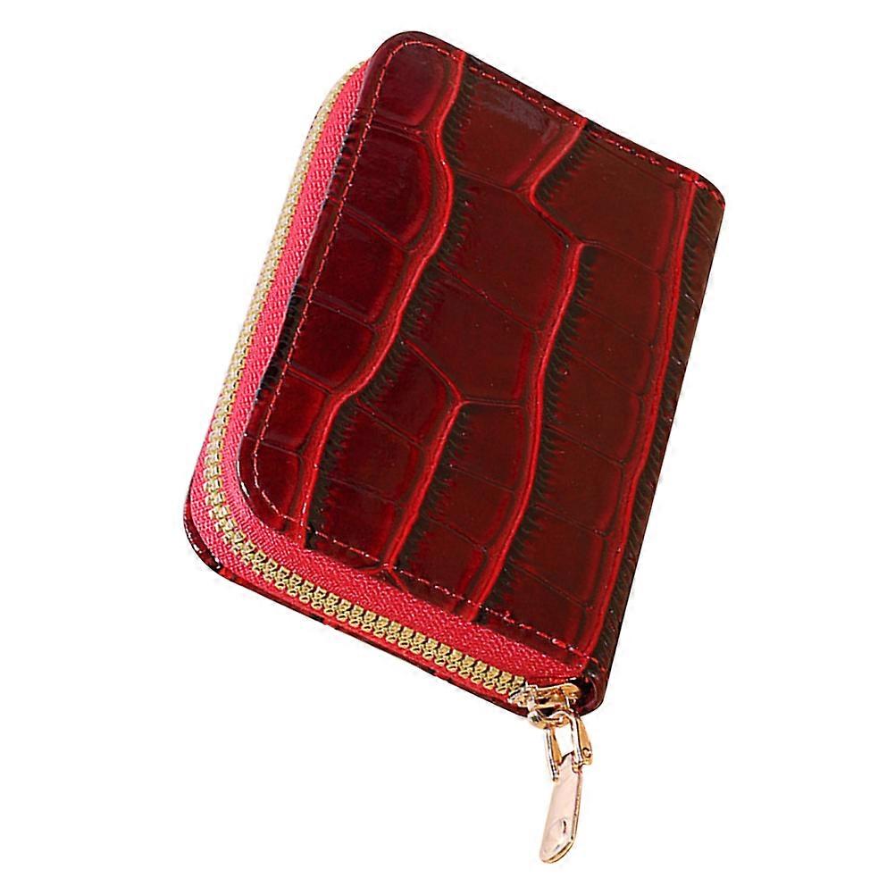 Women Compact Wallet Credit Card Holder Wallet Red Rectangular Fashionable Design For Travel 12.00X8.50X2.50CM Card Storage 1Set