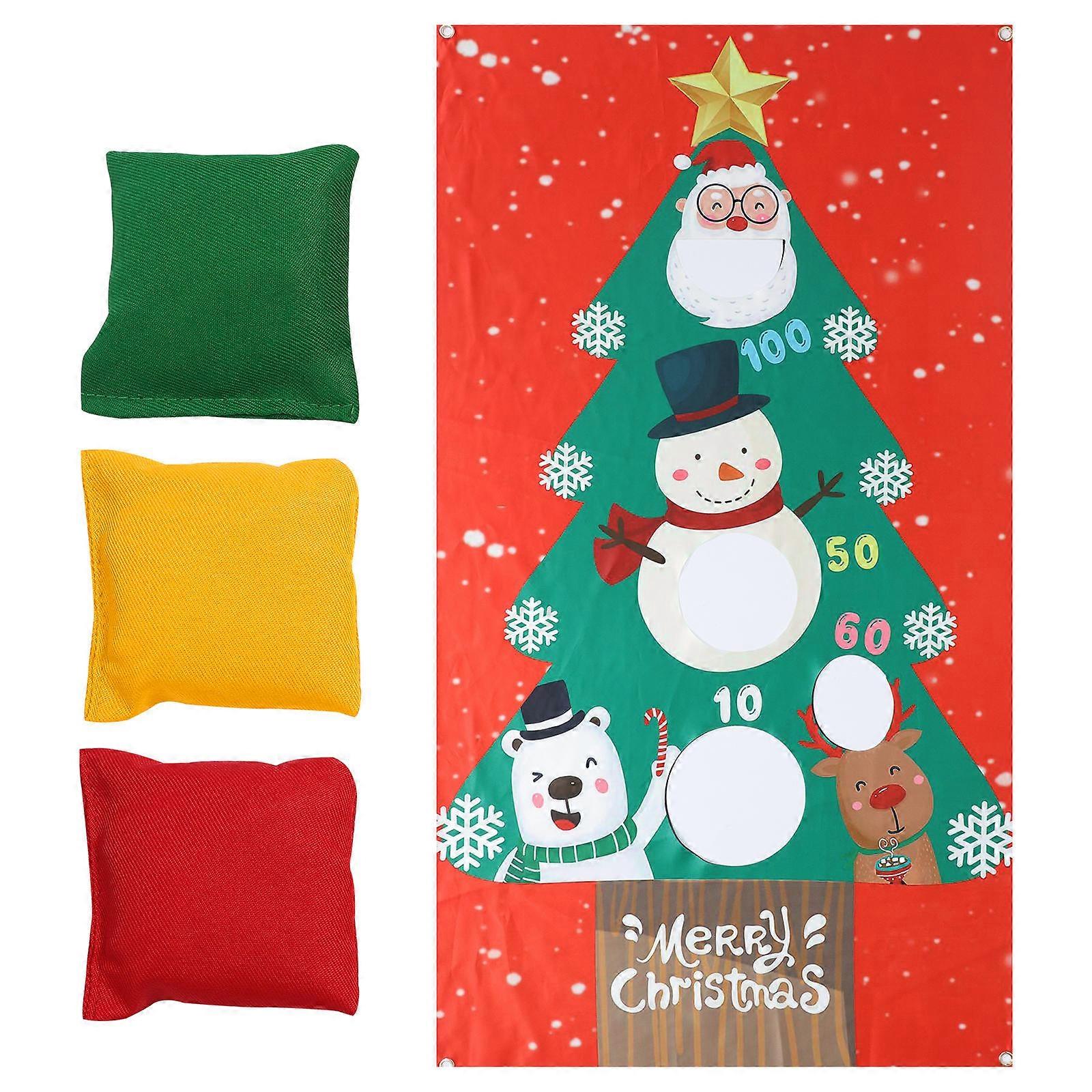 Bean Bag Toss Game Christmas Toss Game Santa Claus Cornhole Game Classroom Party Christmas Theme Design 140.00X78.00X0.20CM Toss Game 1Pack