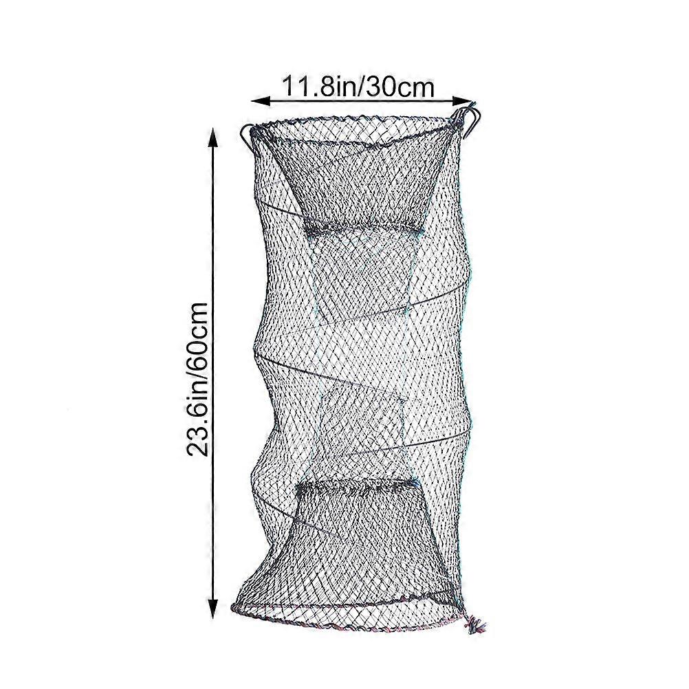 Foldable Fishing Trap Net Zinc Plated Steel Mesh Cage for Fish Lobster Prawn Minnow Crayfish Crab 30x660cm Folding 2Pcs