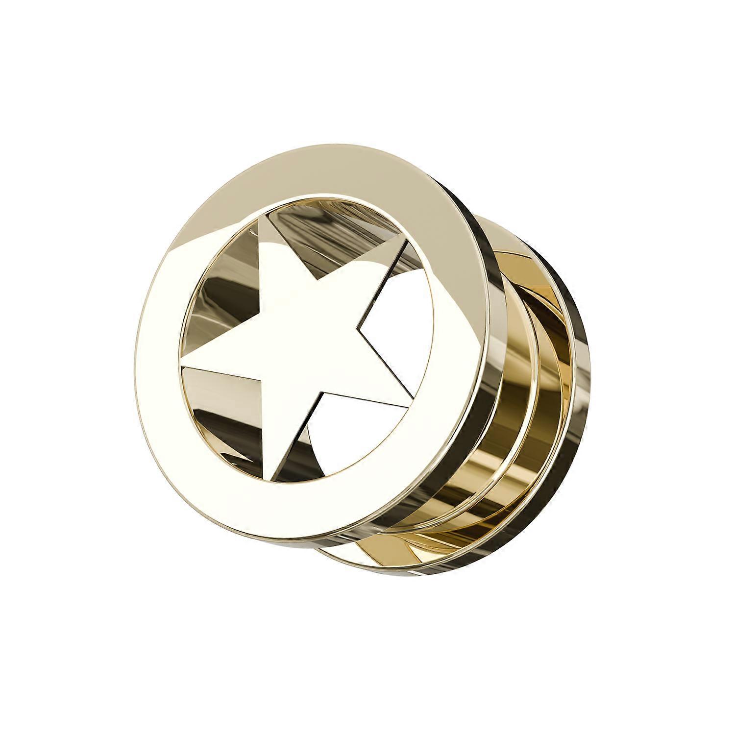 316L Surgical Steel Gold Star Screw Fit Flesh Tunnel