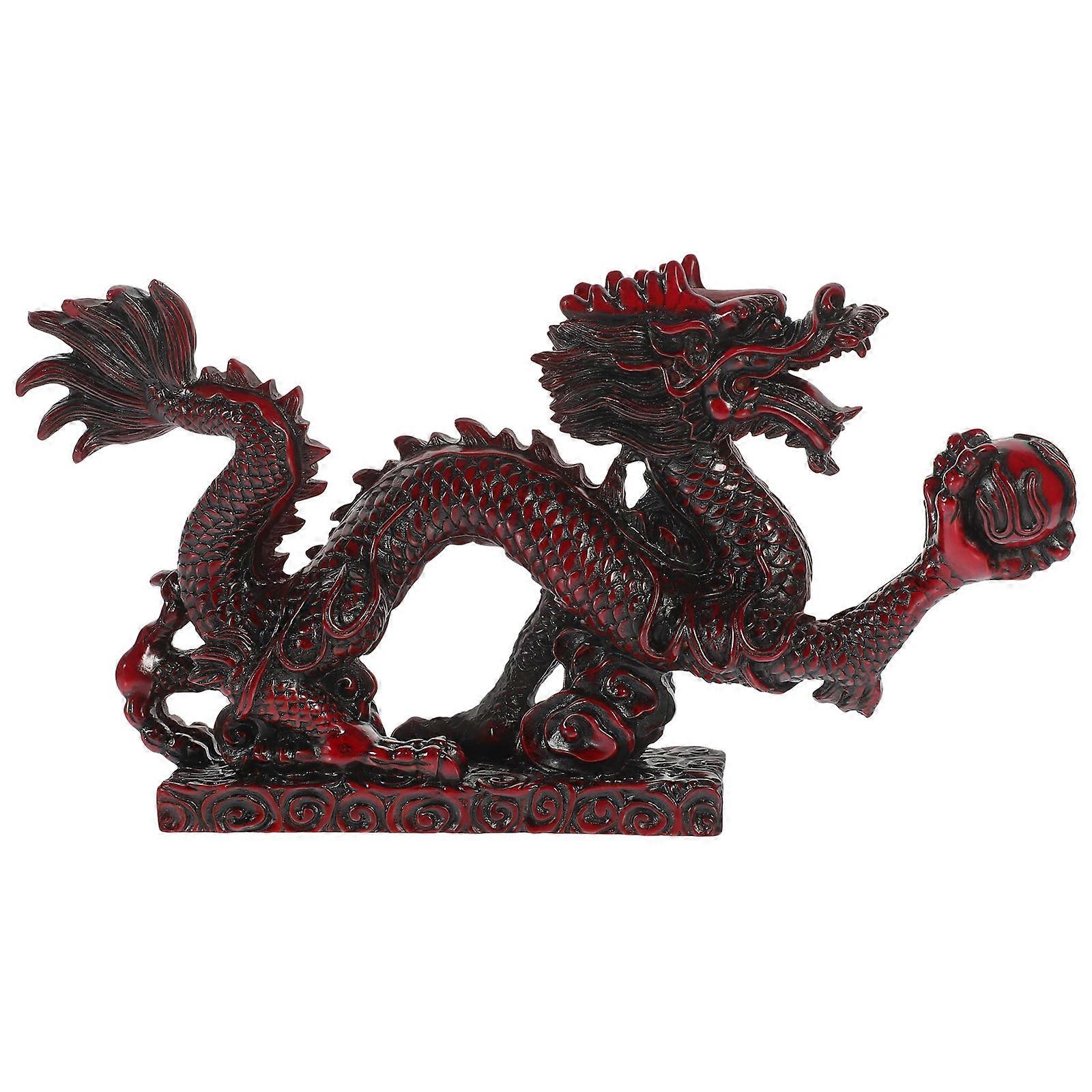 Retro Dragon Figurine Resin Decor Chinese Zodiac Statue for Home Garden Adorable Animal Figure for Housewarming and Unique Celebrations