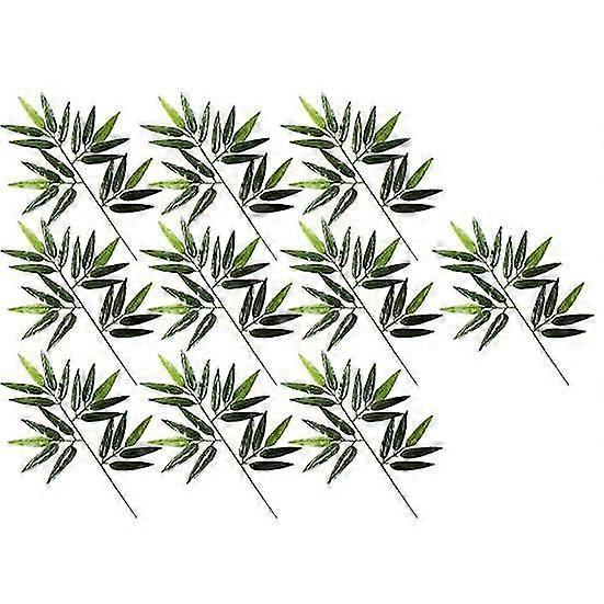 10Pcs/Set Artificial Bamboo Leaf Realistic Appearance Refreshing Plastic Bright Color Simulation Green Plants for Home Decoration