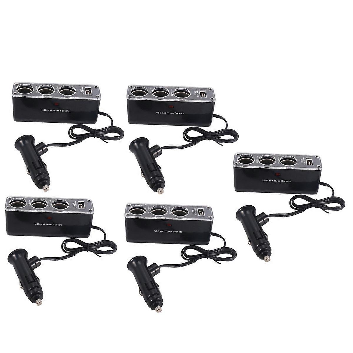 3 WAY MULTI SOCKET CAR LIGHTER USB PLUG Triple ADAPTER With USB Port