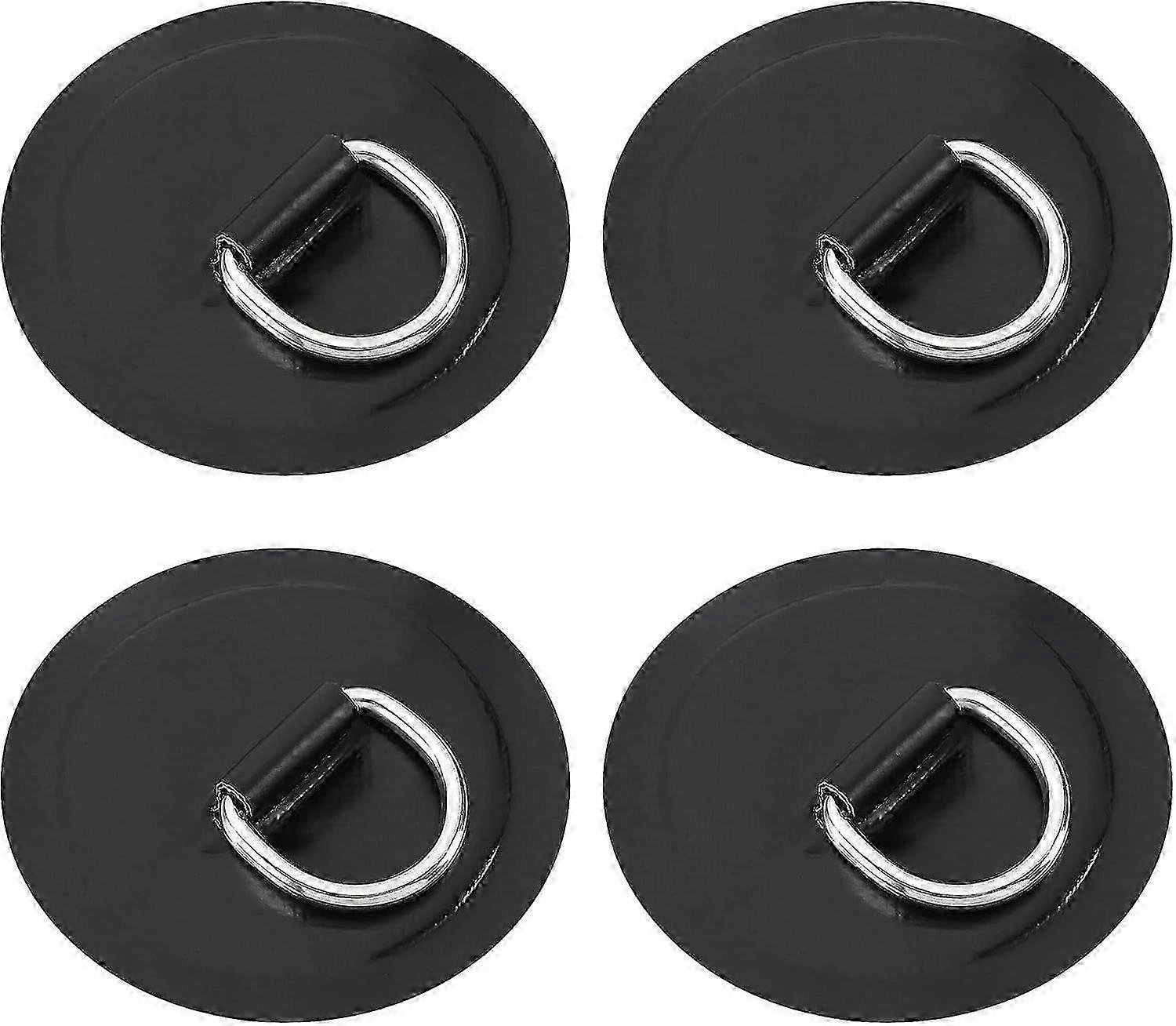 Pack D-Ring Patches for Inflatable Kayak, PVC for Boat, Canoe, Raft, Canoe, Kayak, Surfboard, No Glue Included, 4" Black