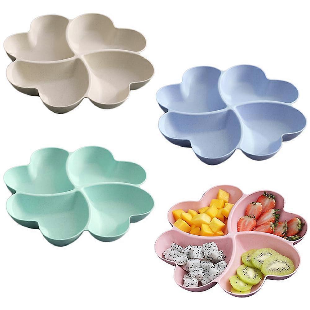 Snack Plates with 4 Compartments, Pack of 4 Reusable Snack Trays