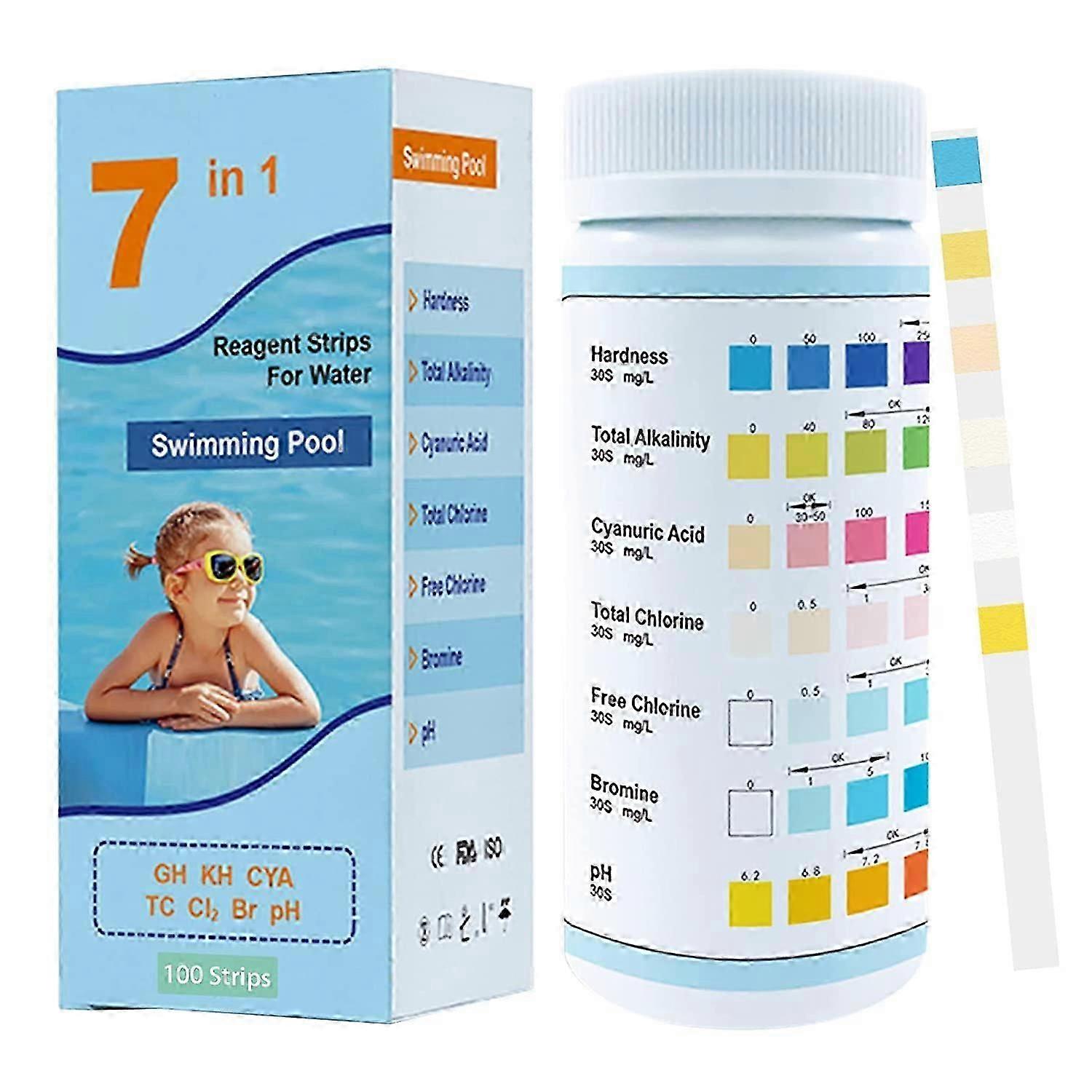 100-Count 7-Way Pool and Spa Test Strips for Accurate Water Quality Testing