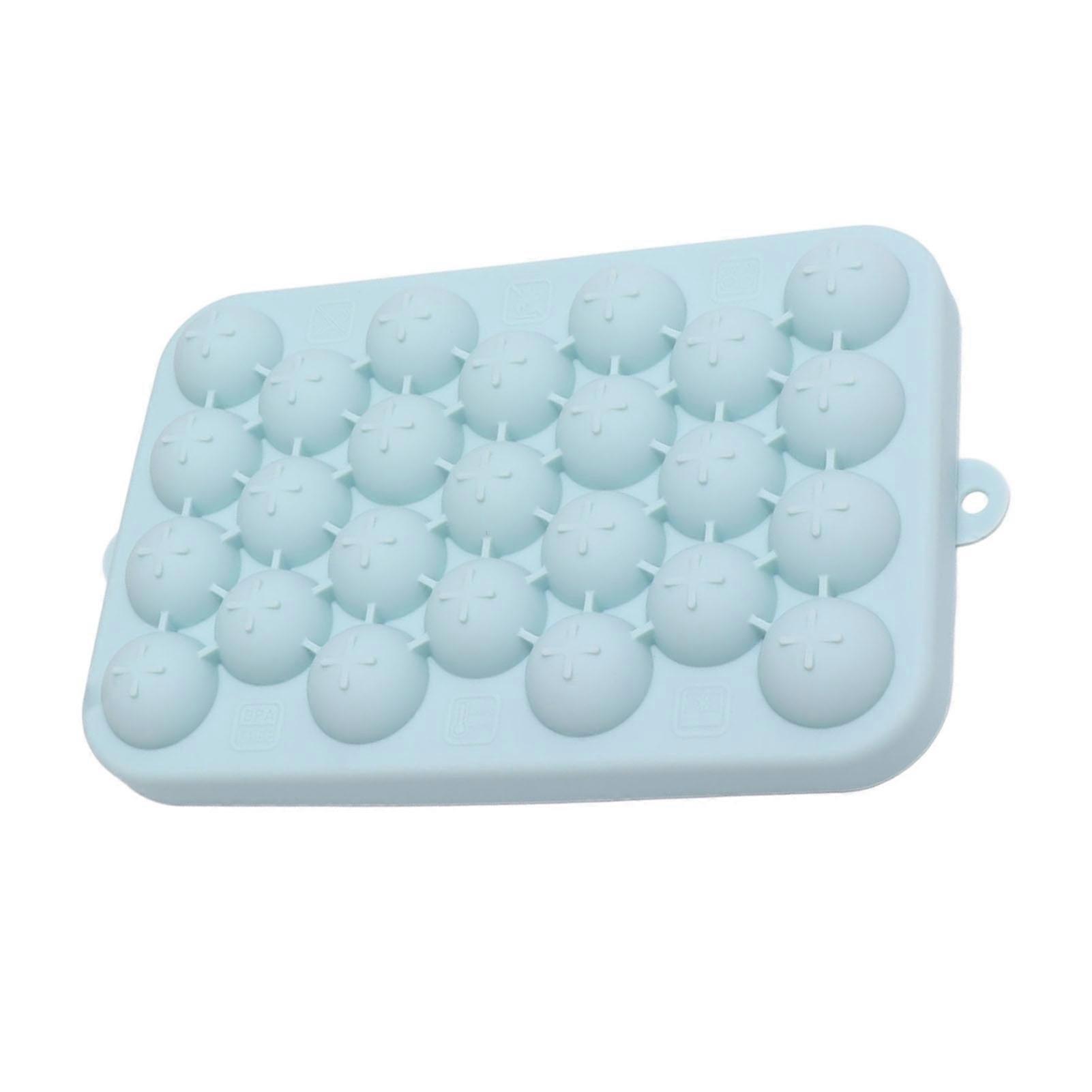 25 Grid Ice Cube Tray Easy Release Silicone Ice Ball Maker Mold Mini Round Ice Sphere Tray with Lid Blue 