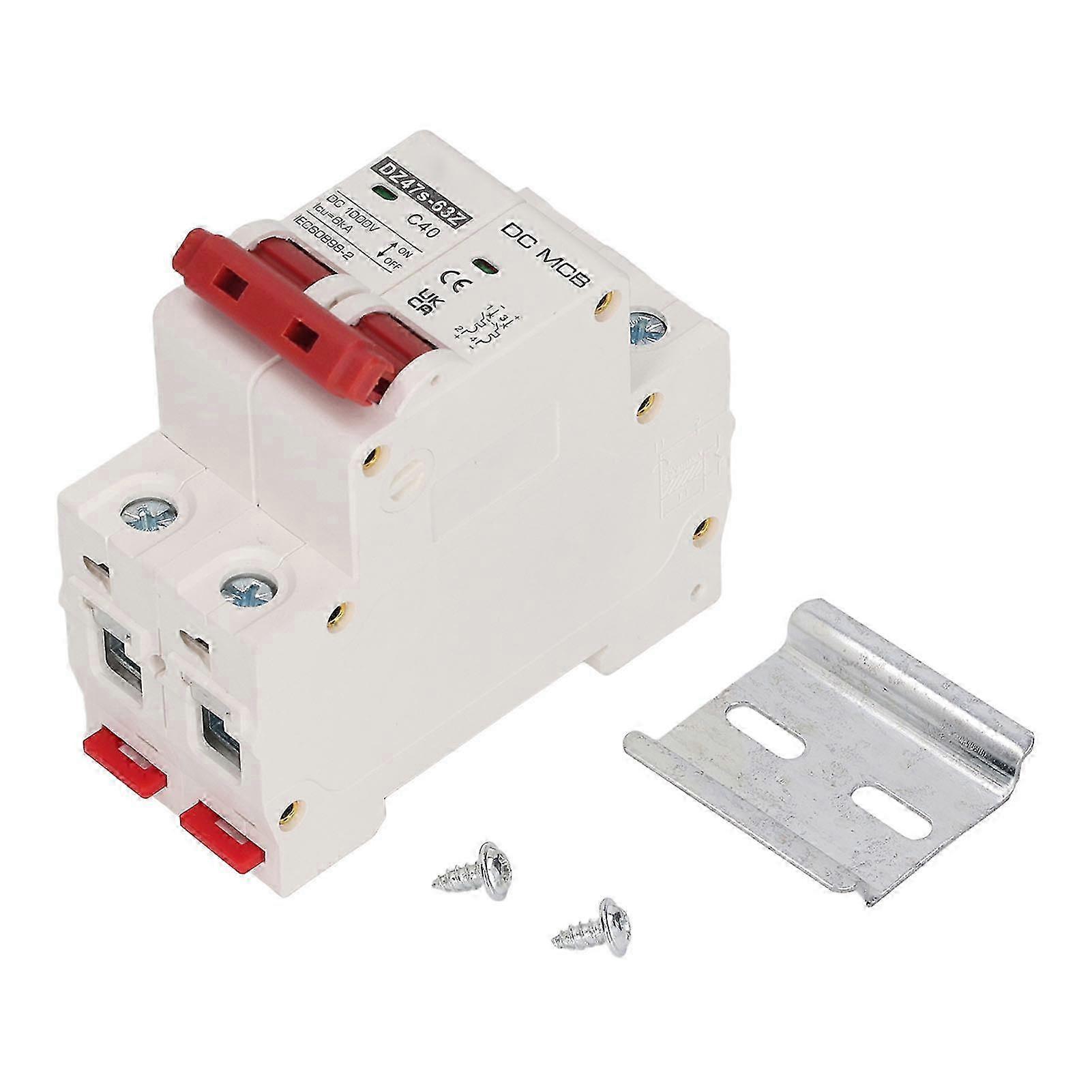 DC 1000V 2P Circuit Breaker 40A Protection Switch with 6kA Breaking Capacity for Home