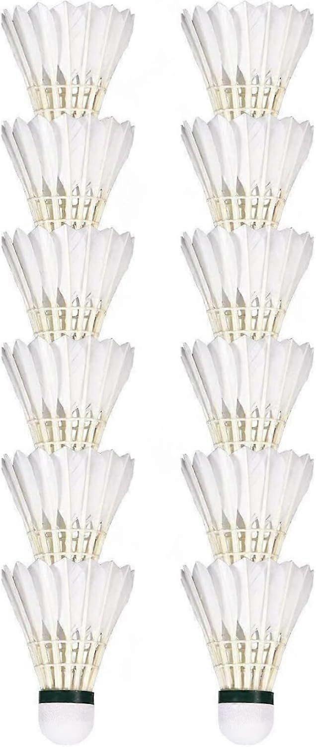 12 badminton balls in a bucket Full round and stable flight Competition-grade badminton Excellent stability and durability, suitable for indoor and ou