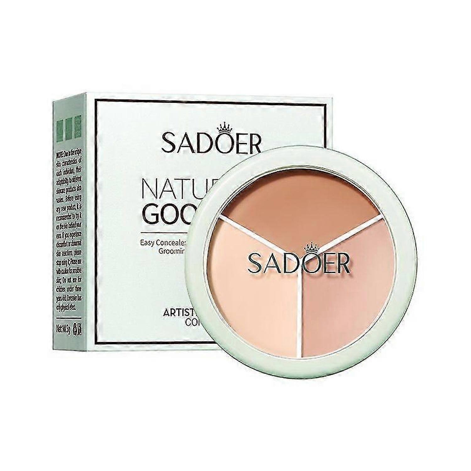 Artistic Tri-Color Concealer Palette, Waterproof Tri Color Foundation Cover Full Coverage Face Concealer Makeup Highlight Contour Palette