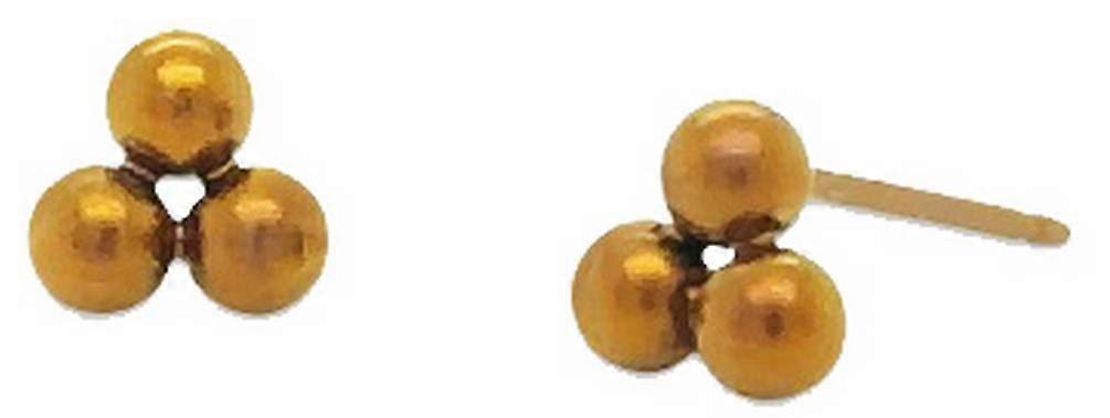 Ti2 Titanium Small Triple Bead Stud Earrings - Tan