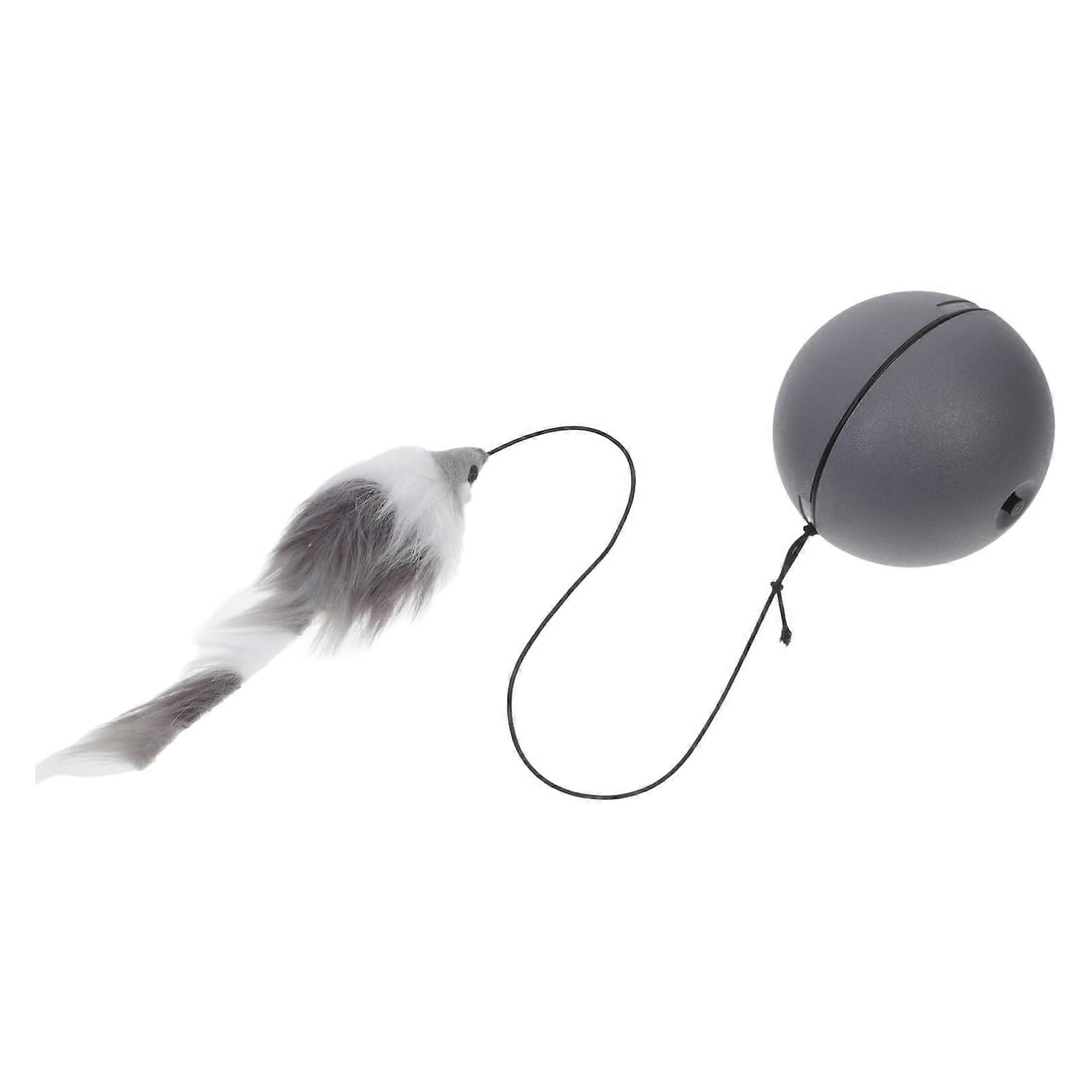 Cat Toy Ball Electric Interactive Plush Chewproof Exercise Toy for Cats ABS Grey 3.5 Inch Size
