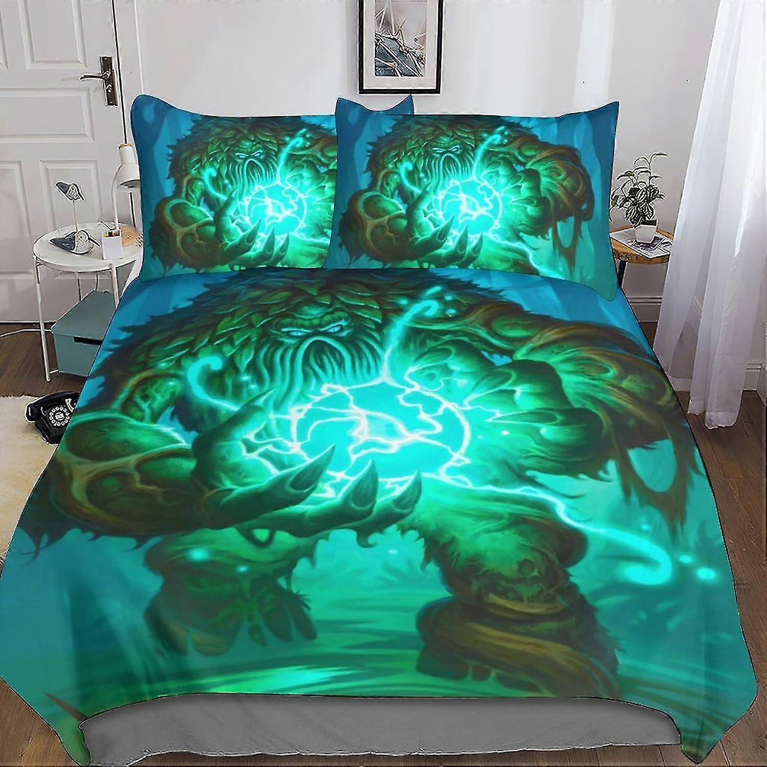 Printed Duvet Cover Set with Pillow Cases for Card Game Fans - 3 Piece Quilt Bedding Set for All Ages