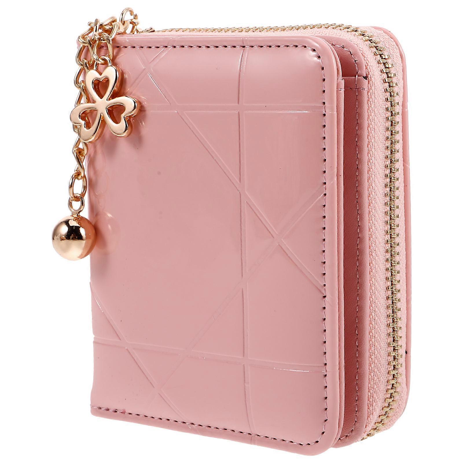 Stylish Compact PU Wallet for Women – Zippered Coin Purse, Credit Card Holder & Handheld Clutch with Glossy Finish for Everyday Use