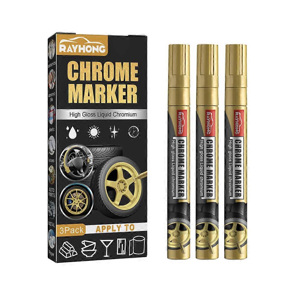 3pcs Auto Rad Chrom Farbe DIY Reparatur Marker Auto permanent wasserdicht Reparatur Kratzer Entferner Lack Stift Chrom Spiegel Marker