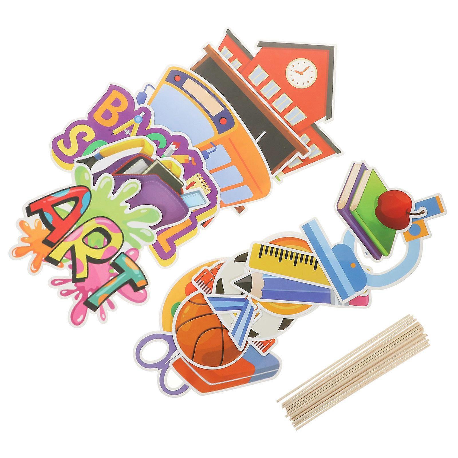 Cartoon Photo Props Back To School Themed Props Decorative Party Favors Paper 20x13.59cm 20Pcs