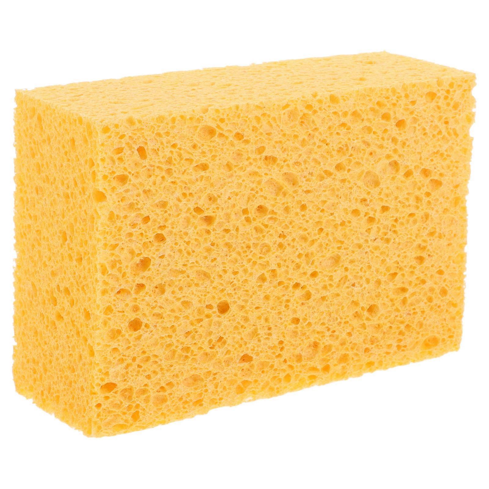 Dishwashing Sponge Scouring Pad Heavy Duty Cleaning For Kitchenware Cleaning Yellow Rectangular Thickened Design 1Pcs