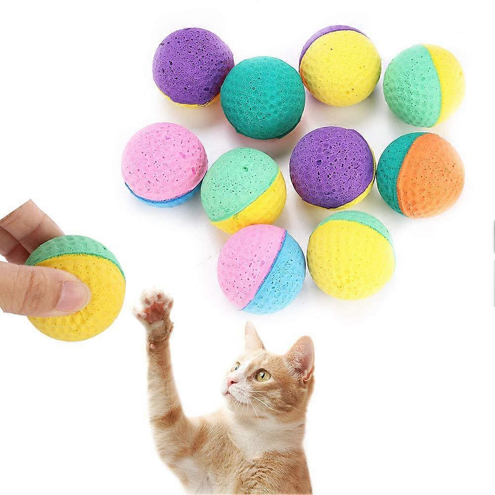 10pcs Cat Toys Balls Latex Foam Interactive Kitten Play Balls Colourful Cat Toys Set For Play Hunting Chewing