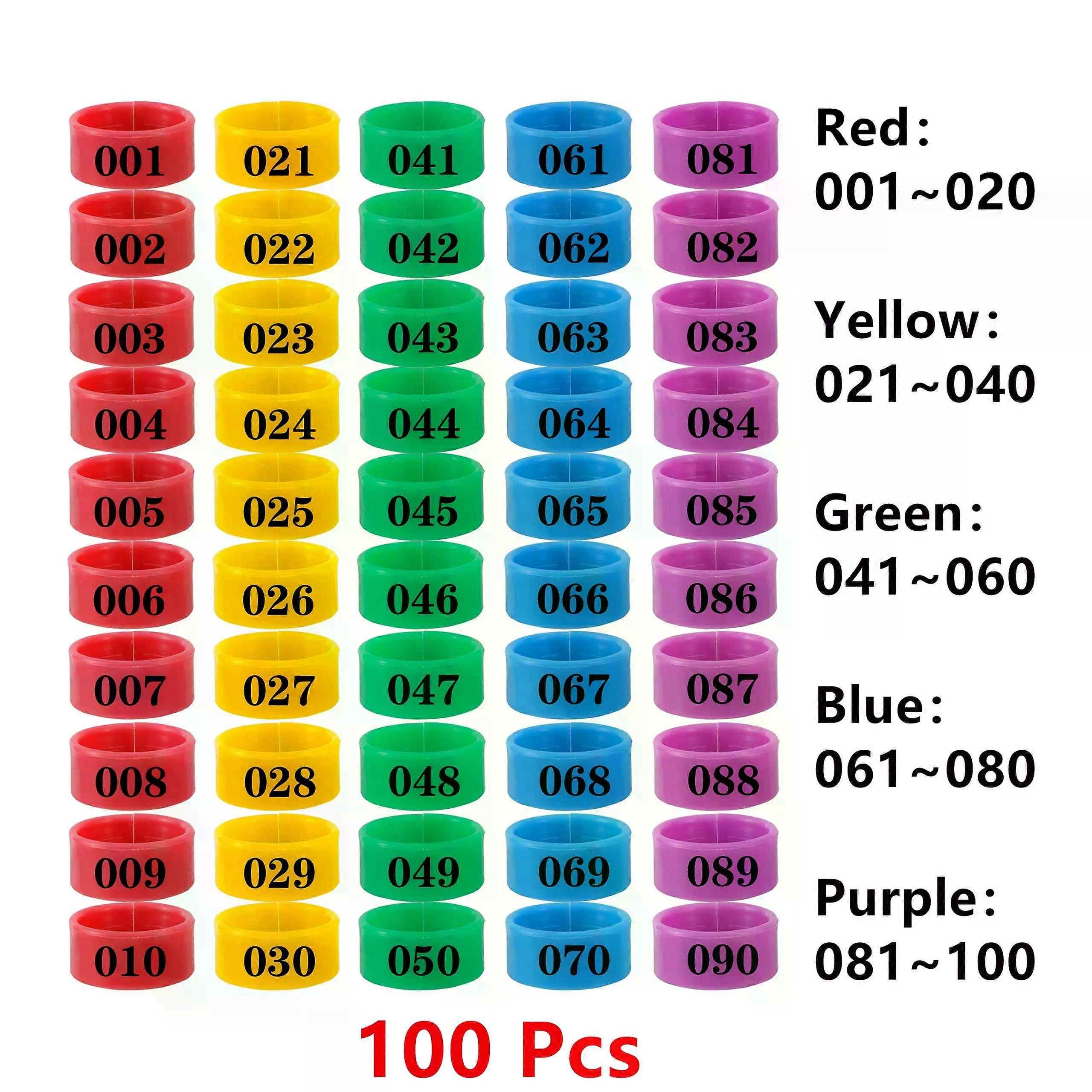 Γραφείο 1.6/1.8/2.0cm 001~100 Δαχτυλίδι ποδιών κοτόπουλου Γαλοπούλες Δαχτυλίδι ποδιών ορτυκιών Εύκολη εγκατάσταση &; αφαίρεση χειροκίνητα Πουλερικά Φέρτε το δαχτυλίδι ποδιών 100 τεμ