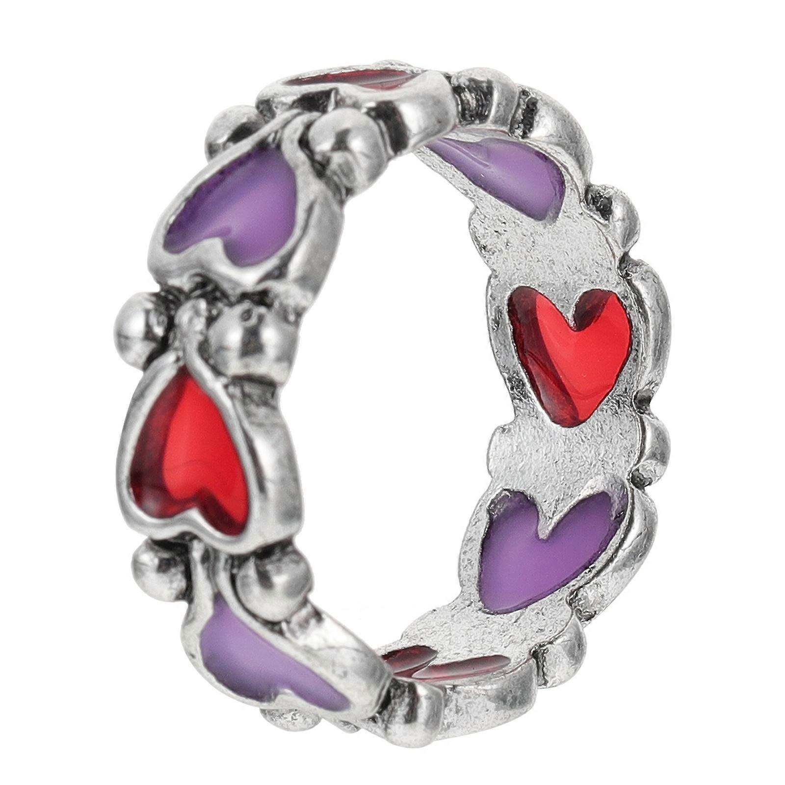 Finger Ring Retro Style Ring Daily Decoration Red Purple 2X2X0.5CM S925 Silver 1Pack