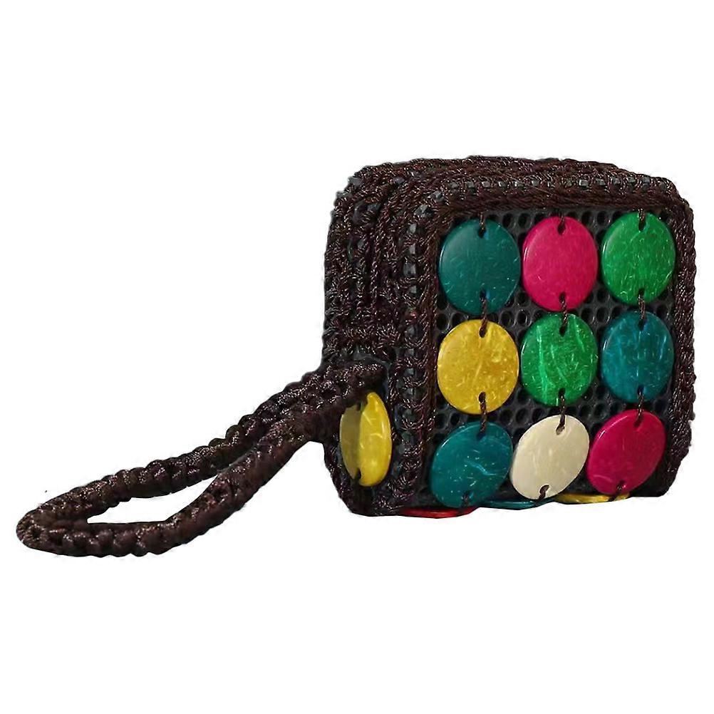 Cute Change Purse Bohemian Style Women Purse Multi Rainbow Colors Rectangular Weaving Craftsmanship 1Pack