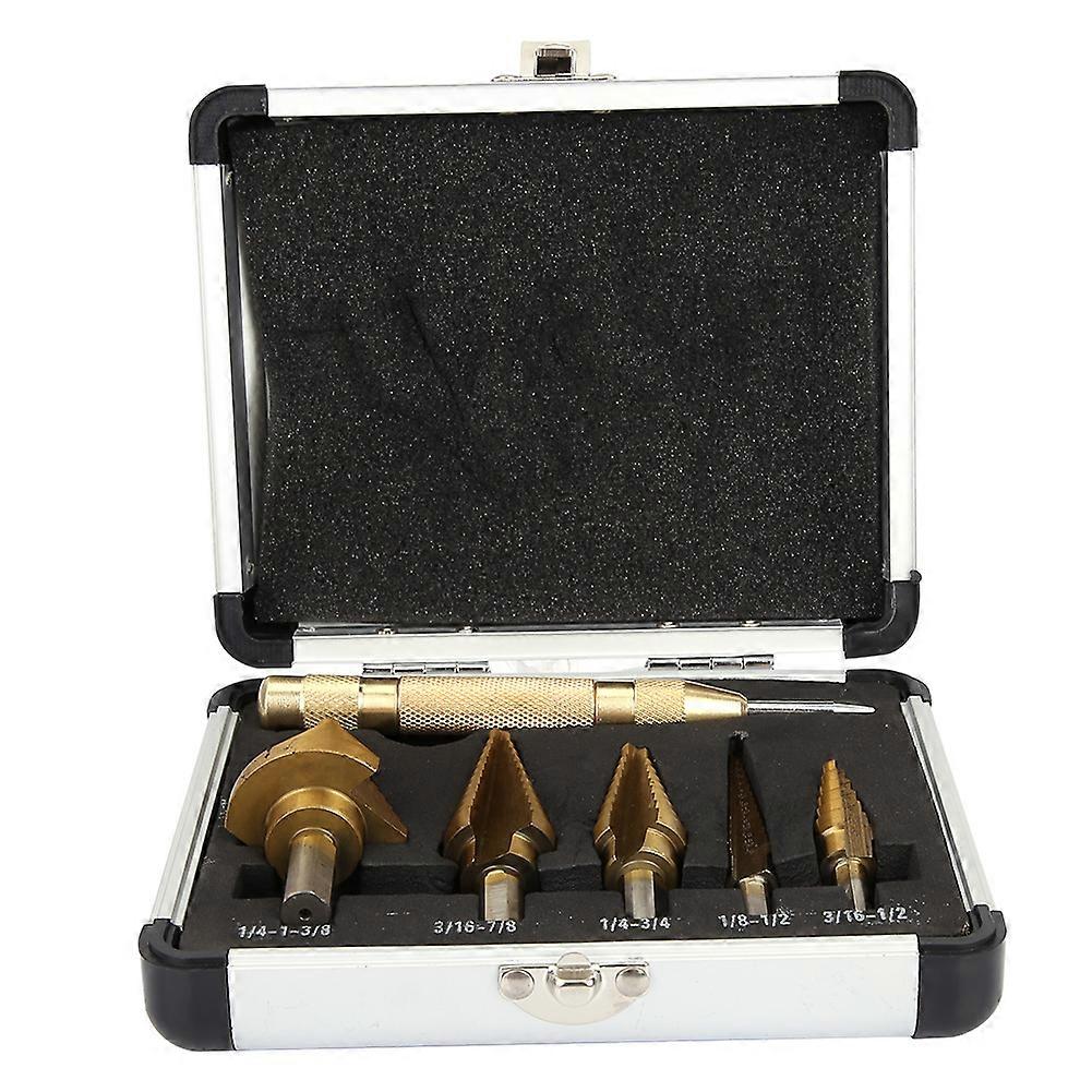 6pcs 1 Box HSS Titanium Plating Step Drill Bit Set Center Cone Drill Bit