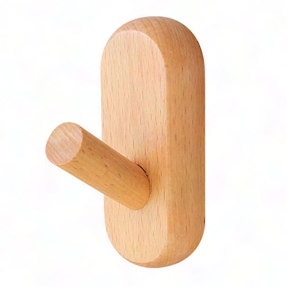 Capsule Design Wooden Wall Coat Rack with Hooks - No Drill Installation Needed