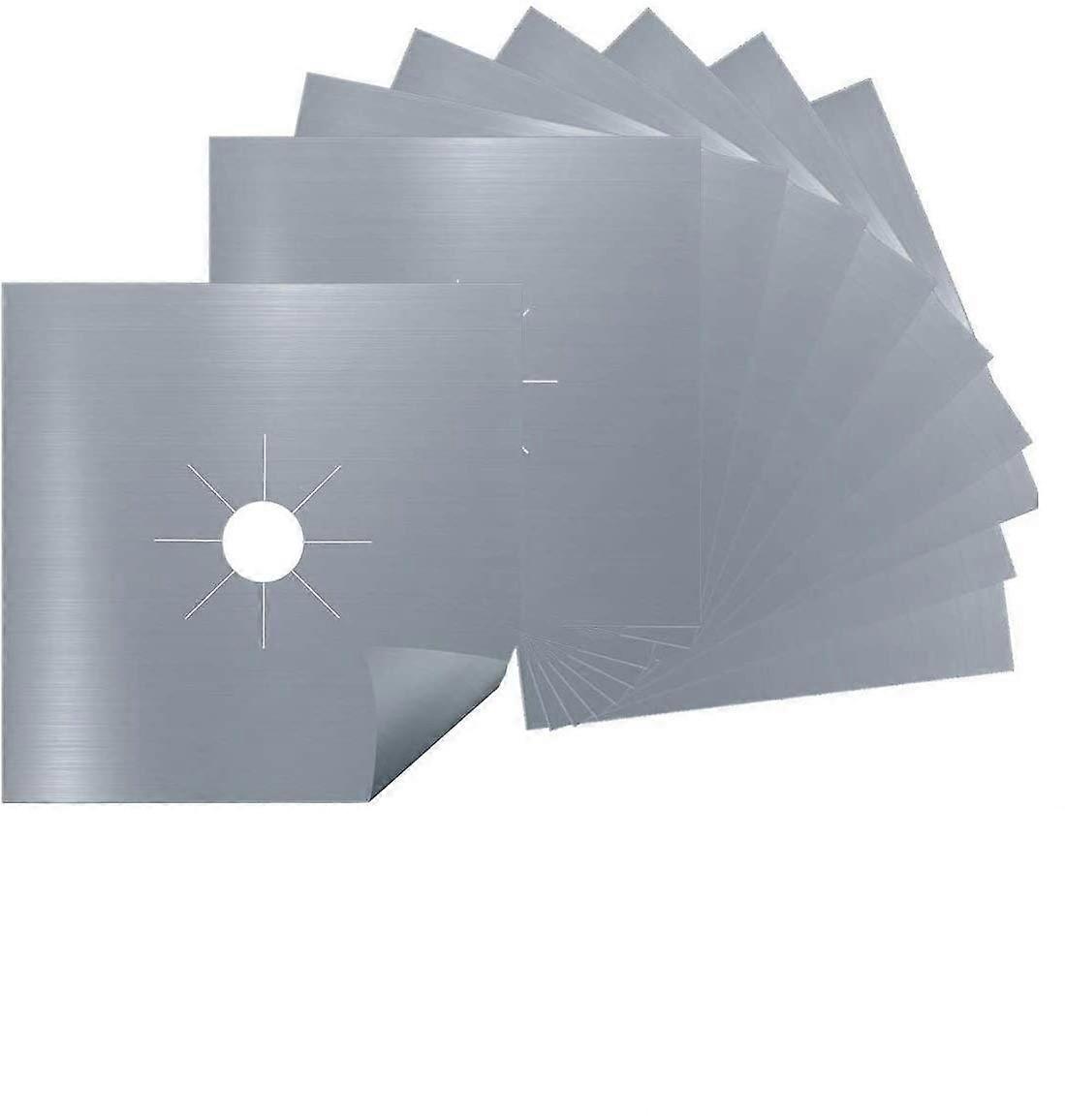 Reusable Gas Stove Protector 10 Pack, Silver, Easy to Clean, Cutable, Dishwasher Safe Kitchen Accessories