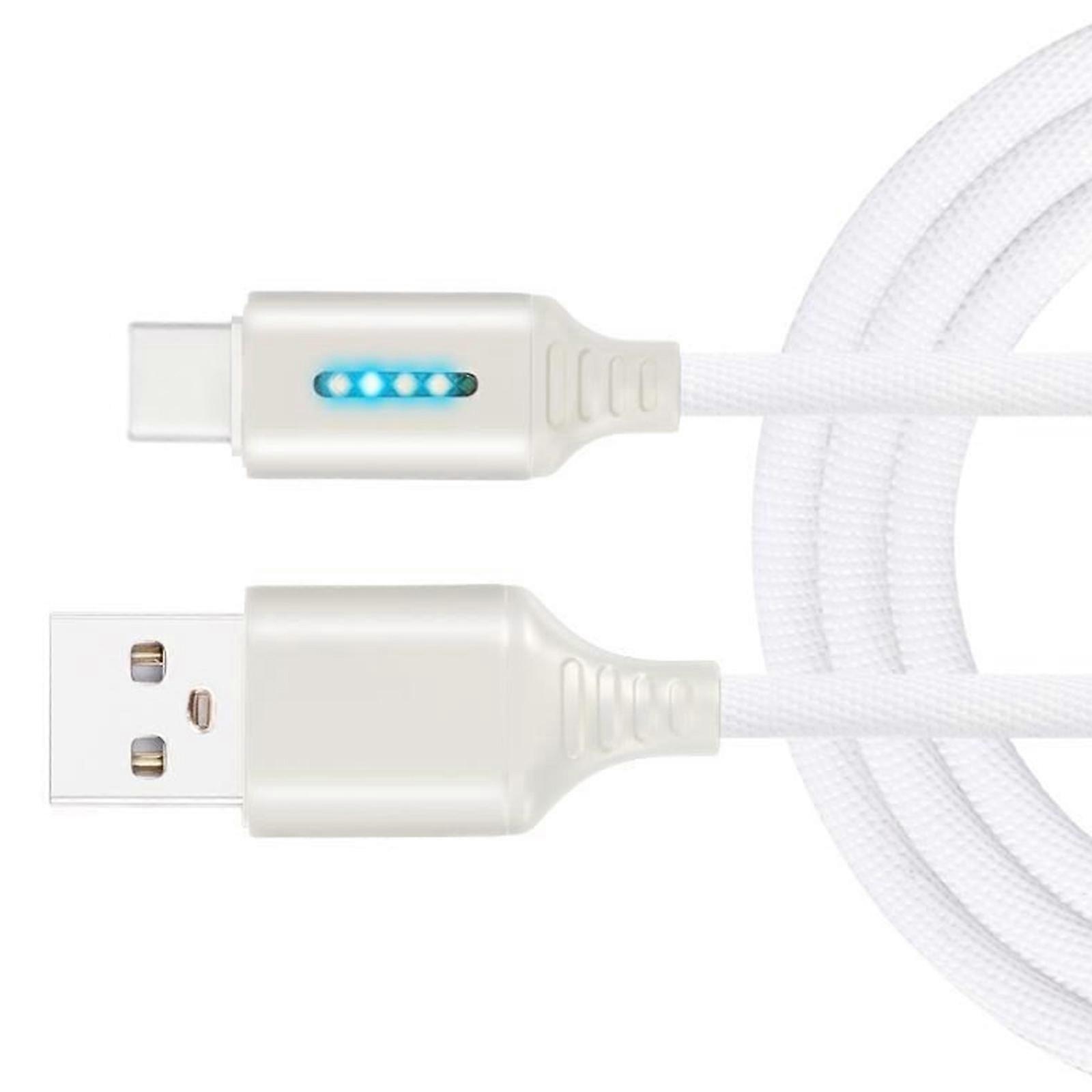 Metal USB To USB C Charging Cable Fast Charge Support Charging Cord Data Transfer Cord For Phone Tablet Laptop  White