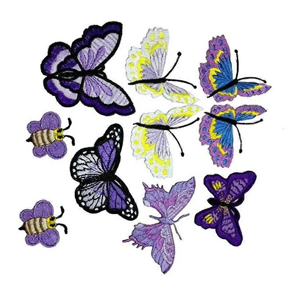 Iron On Patches Butterfly Decorative Embroidered Patches for Bags Hats Wall 5x8cm 1Set