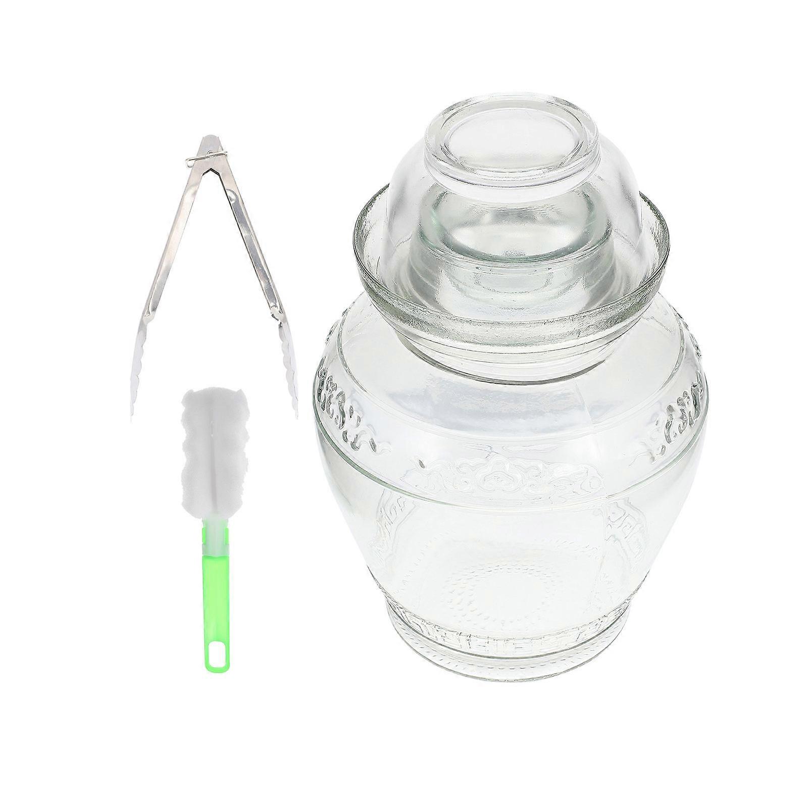 Thickened Glass Pickle Jar with Airtight Seal for Salted Egg and Vegetable Fermentation, Food Grade Storage Container for Safe Preservation