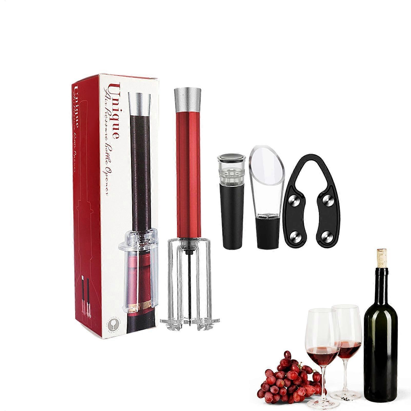 Corkscrew Wine Opener Wine Bottle Opener Set With Foil Cutter Vacuum Wine Stopper Wine Aerator Pourer Gift Set Red